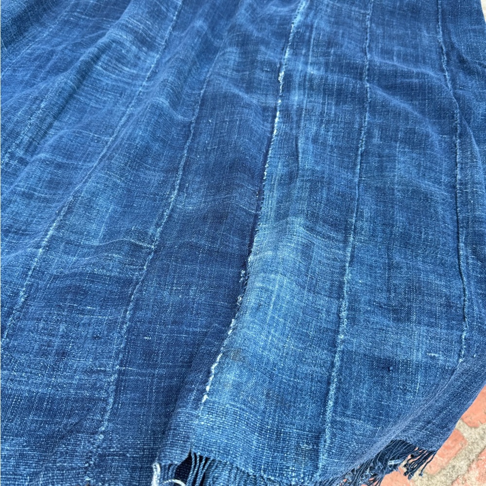 Vintage African Indigo Denim Mossi Mudcloth 72” L x 41” W Textile | No. 159